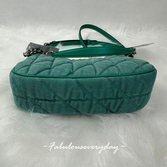 Coach Teri Shoulder Bag Crossbody In Quilted Denim/Green CBG86 NWT - Picture 11 of 11